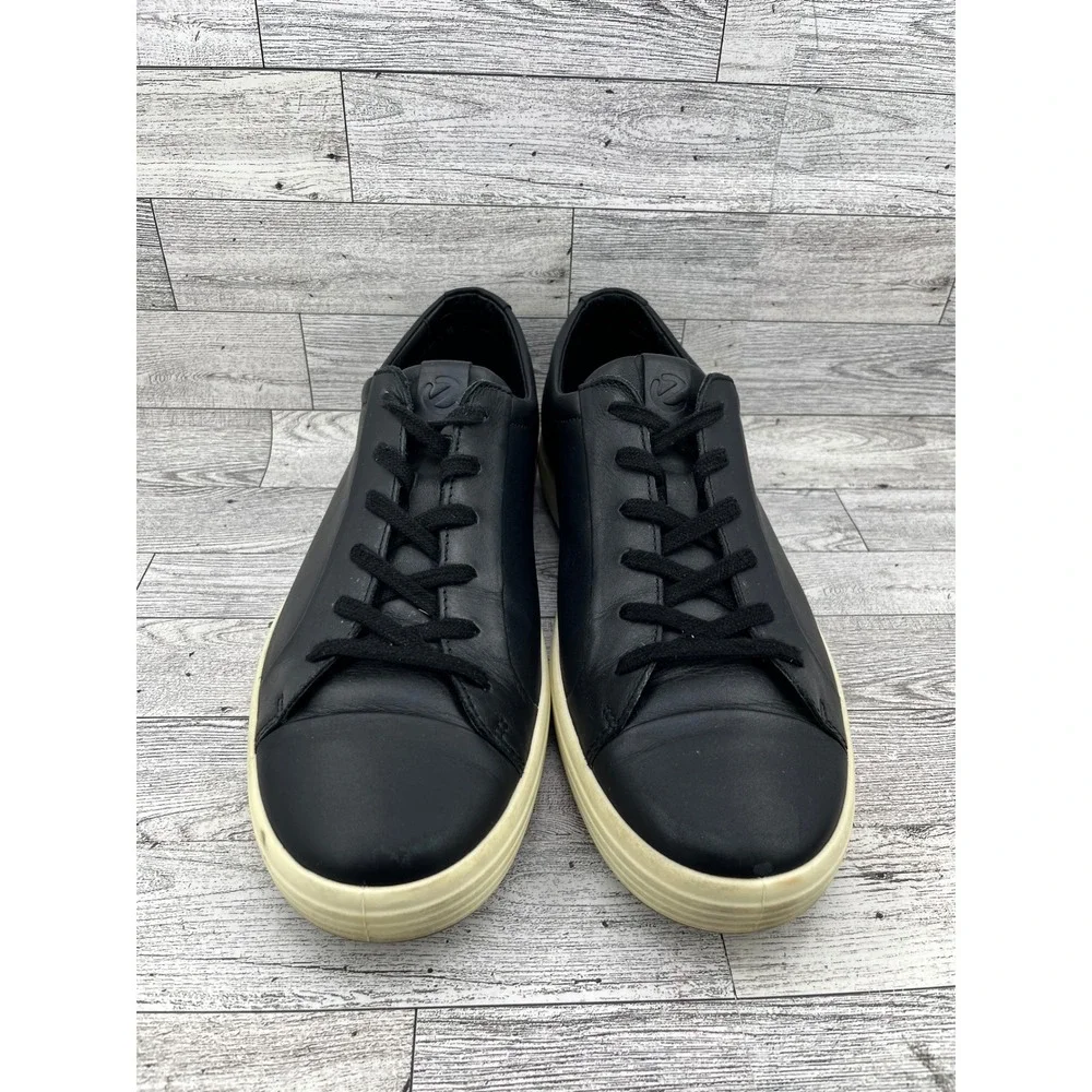 ECCO Soft 7 Sneakers Black Leather Lace Up Men's EU 43 US 9-9.5‎ Casual Comfort